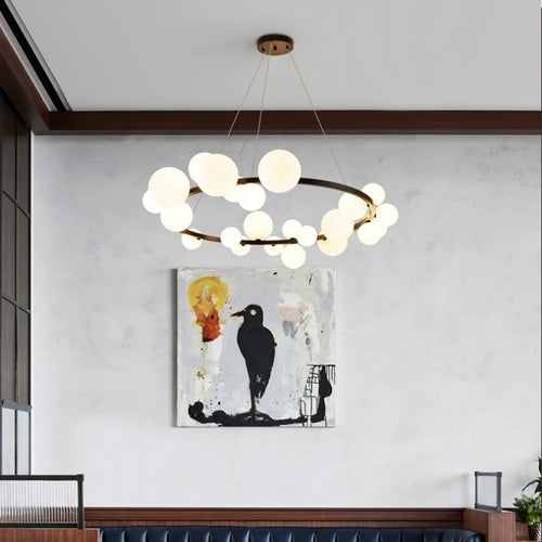 Clear White Glass Ball Pendant Light Parlor Restaurant Bedroom Hanging Lamp Cord Adjustable Include G9 Bulb Good Packaging - vue 5 sur 17