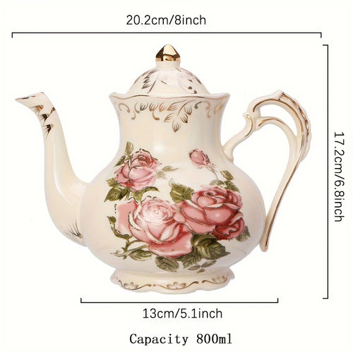 theiere ceramique avec soucoupe style elegant tea time - vue 4 sur 6