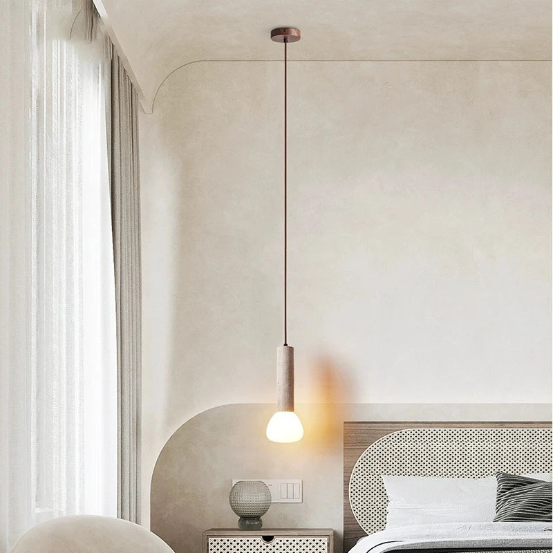 Suspension Style crème salon TV fond mur Led nordique chambre Table de chevet longue ligne petite - vue 4 sur 6