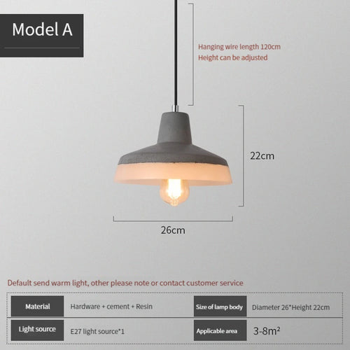 suspension industrielle en béton avec abat-jour en ciment - vue 2 sur 22