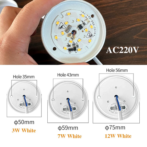 ultra-thin light, mini led lighting in cabinet, display cabinet, cabinet, stairwell small downlight AC220V free opening 3W 5W 7W - vue 5 sur 8