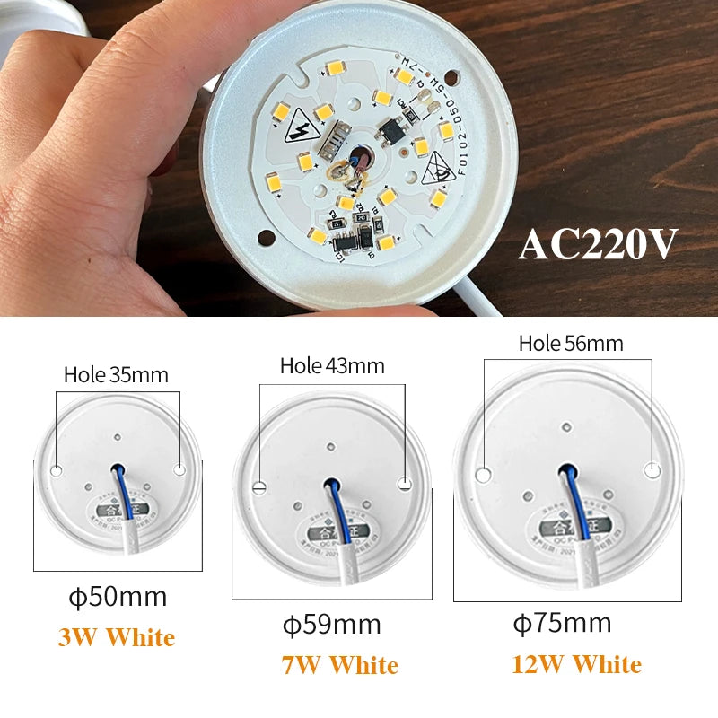 ultra-thin light, mini led lighting in cabinet, display cabinet, cabinet, stairwell small downlight AC220V free opening 3W 5W 7W - vue 4 sur 8