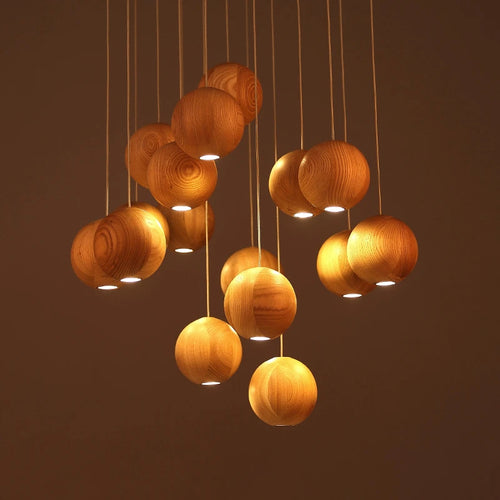 Suspension en bois nordique moderne meubles de salle à manger LED lumières décor à la maison salon villa hôtel - vue 7 sur 6