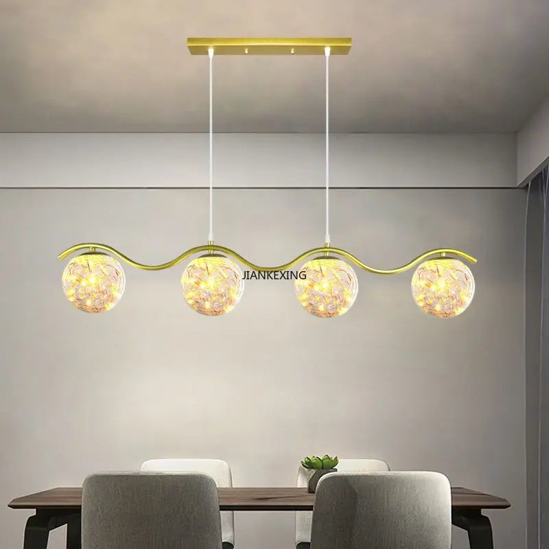 lustre moderne avec abat-jour en verre pour décoration maison - vue 4 sur 14