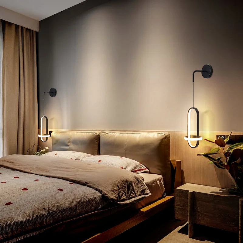 applique murale led moderne de luxe avec anneau doré décoratif d'intérieur - vue 2 sur 18