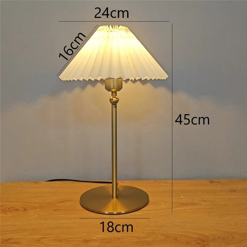 lampadaire rétro avec abat-jour plissé éclairage décoratif polyvalent - vue 8 sur 9