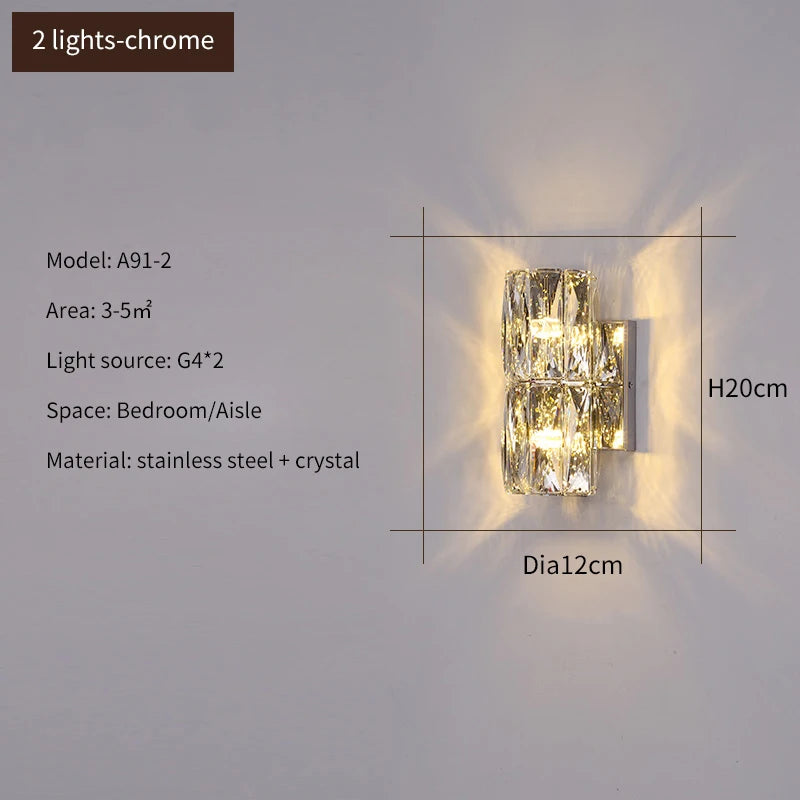 applique murale en cristal k9 design moderne pour décoration élégante - vue 19 sur 19
