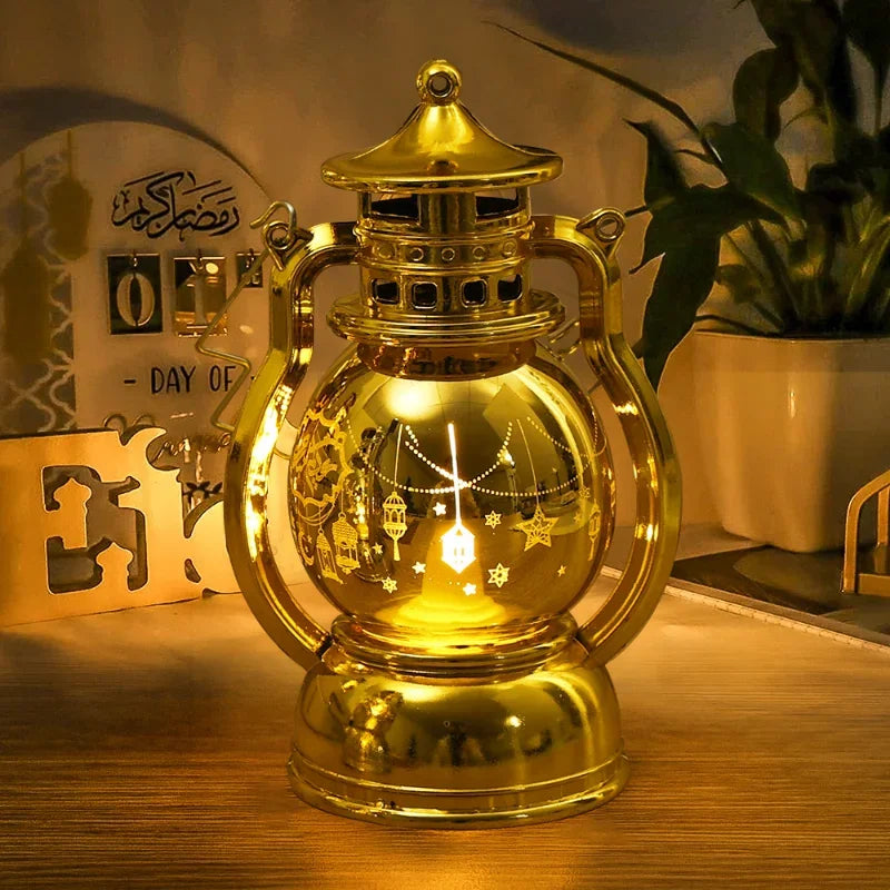lampe à poser eid mubarak lanterne portable rétro pour décoration festive - vue 4 sur 13