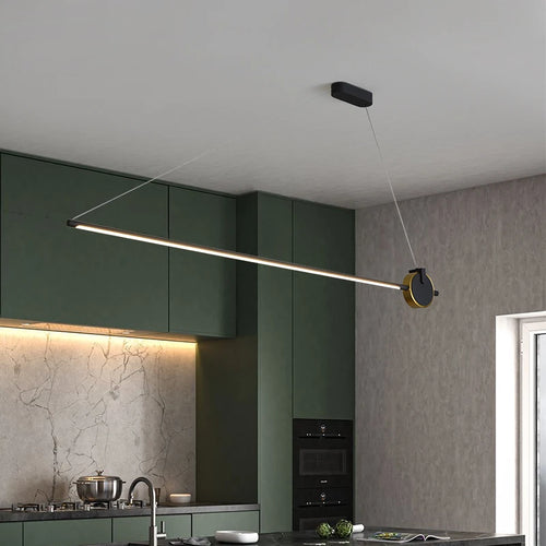 luminaire suspendu nordique simple longue bande déco maison - vue 7 sur 10