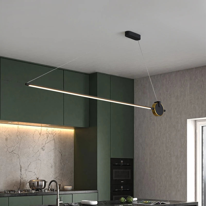 luminaire suspendu nordique simple longue bande déco maison - vue 6 sur 10