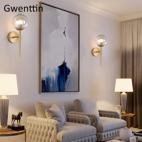 applique murale en verre boule éclairage led design nordique moderne - vue 3 sur 8