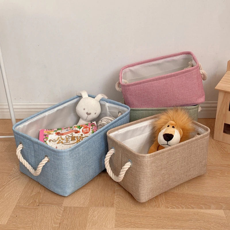 boîte de rangement en lin pour vêtements et jouets divers - vue 2 sur 12