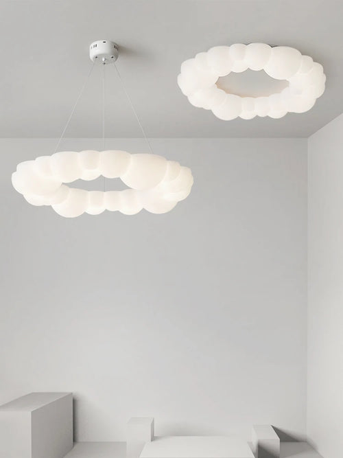 lampe nuage moderne led design anneau nordique éclairage lustre - vue 3 sur 14