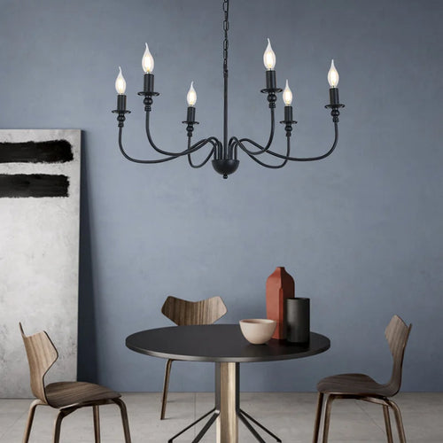 lustre en fer noir avec éclairage led pour intérieur moderne - vue 2 sur 6