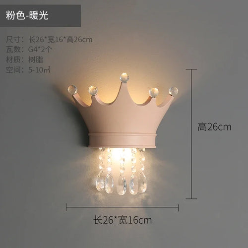 applique murale couronne en résine et cristal pour enfants