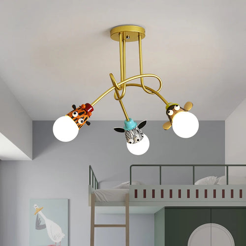 lustre animaux bande dessinée singe zèbre tigre girafe enfants - vue 6 sur 8