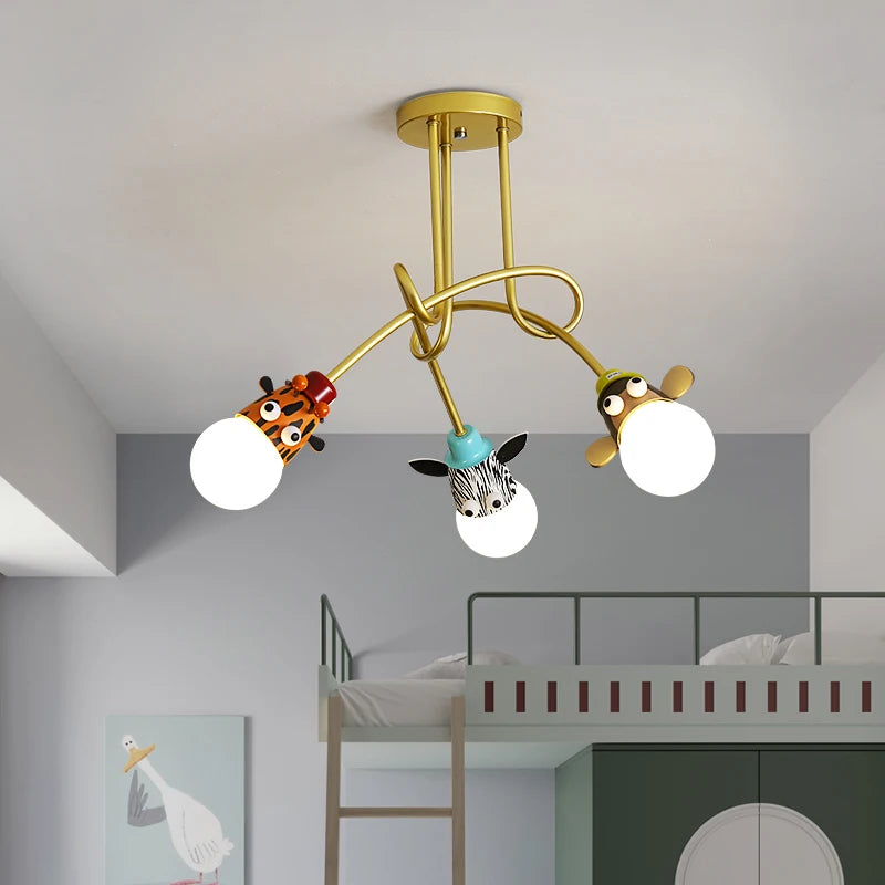 lustre animaux bande dessinée singe zèbre tigre girafe enfants - vue 5 sur 8