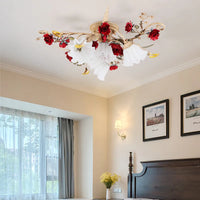 américain Rural fleur cuisine princesse filles chambre plafonnier assis lumière LED moderne plafonnier pour salon