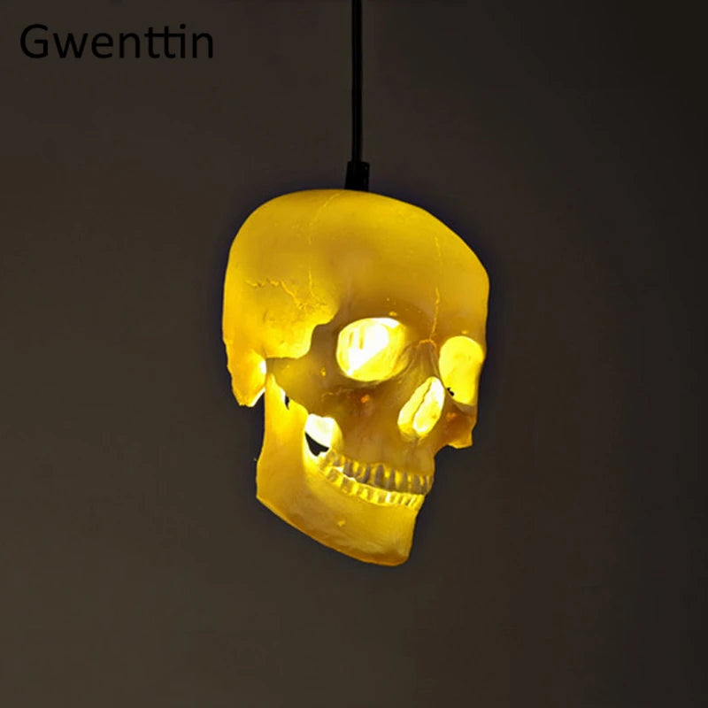 suspension rétro tête de mort décorative pour halloween - vue 4 sur 7