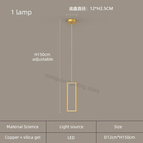 lustre moderne en cuivre avec éclairage LED design élégant - vue 10 sur 24