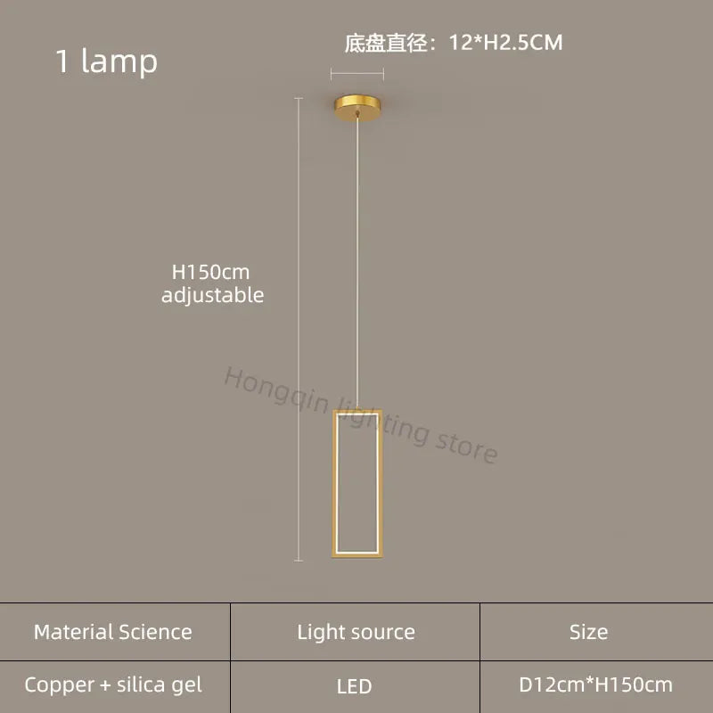 lustre moderne en cuivre avec éclairage LED design élégant - vue 9 sur 24