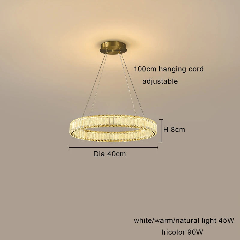 lustre led en cristal fantaisie lumière suspendue moderne
