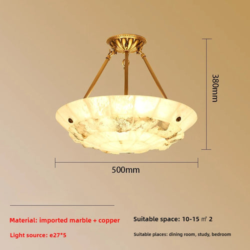 lustre minimaliste en cuivre et marbre design moderne - vue 8 sur 10