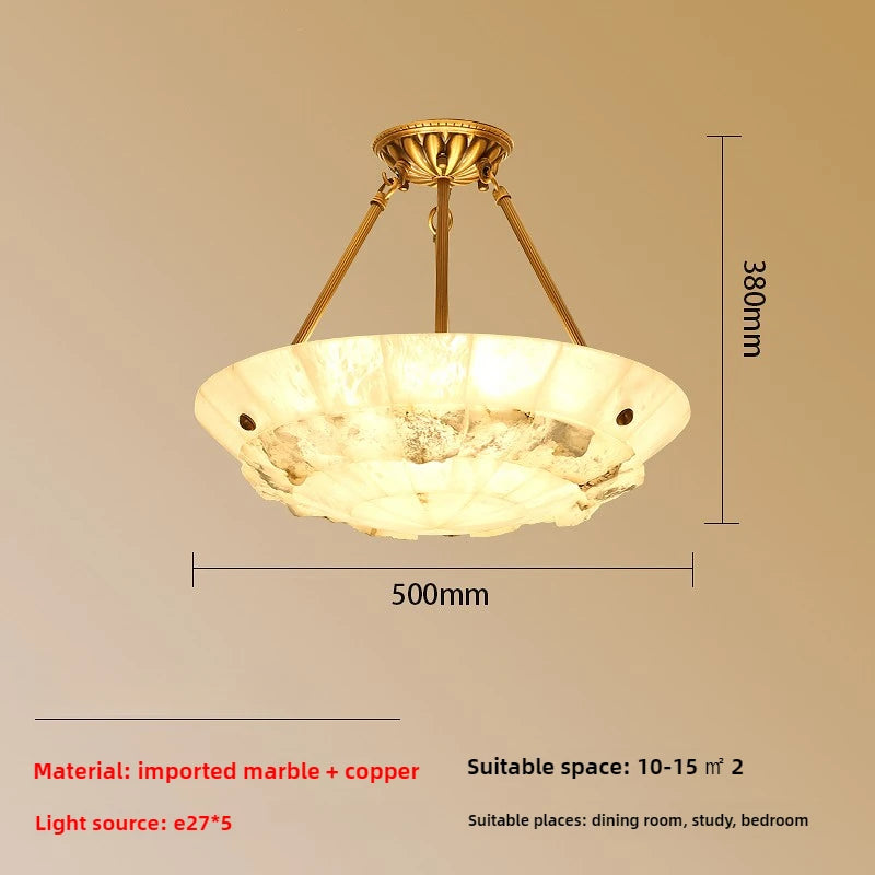 lustre minimaliste en cuivre et marbre design moderne - vue 7 sur 10