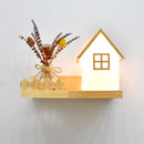 applique murale led en bois avec pot de plante nordique