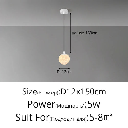 lustre nordique 3d imprimé lune pour enfants personnalisé - vue 11 sur 11