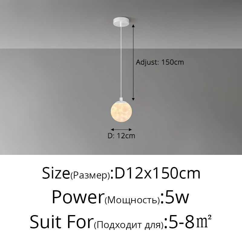 lustre nordique 3d imprimé lune pour enfants personnalisé - vue 11 sur 11