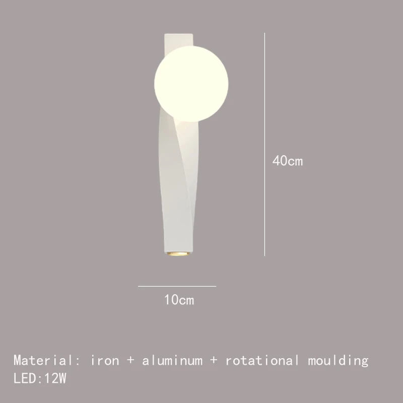 applique murale led en aluminium et verre rotatif - vue 9 sur 12