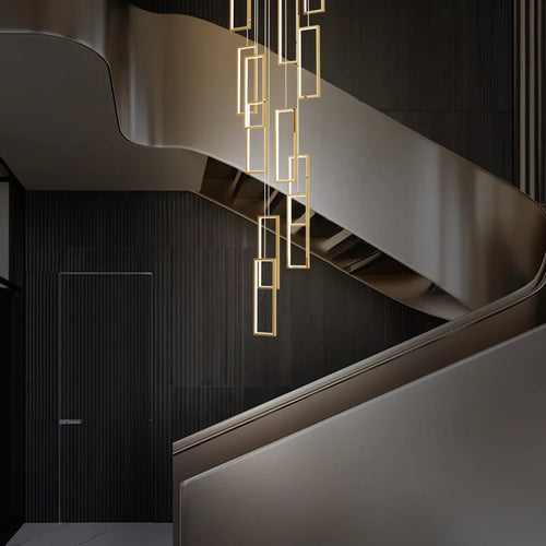 lustre moderne en cuivre avec éclairage LED design élégant - vue 6 sur 24