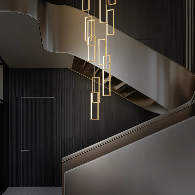 lustre moderne en cuivre avec éclairage LED design élégant - vue 5 sur 24