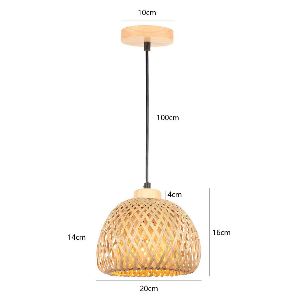 lustre tissé à la main en bambou avec led intégrée - vue 14 sur 16