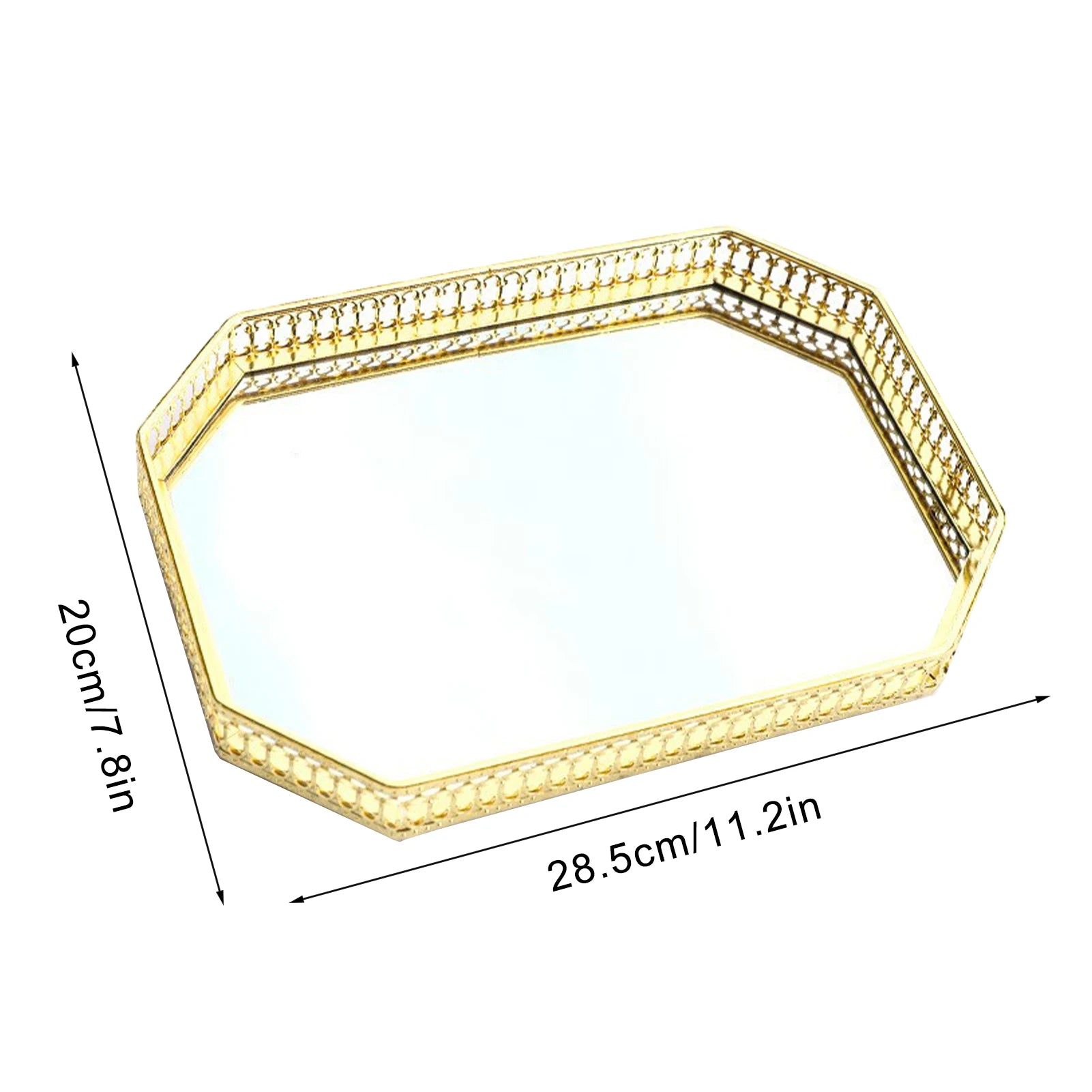plateau de rangement en métal miroir décoratif pour cosmétiques et vaisselle - vue 14 sur 14