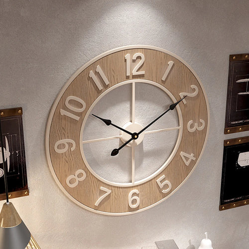 horloge murale silencieuse en grain de bois pour décoration intérieure - vue 5 sur 7