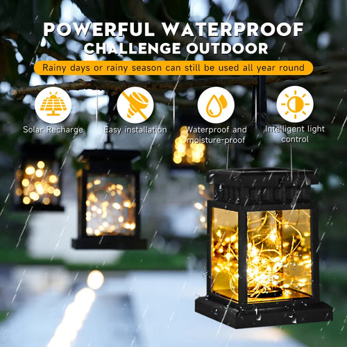 lanterne solaire portable étanche pour jardin camping et festivals - vue 7 sur 9