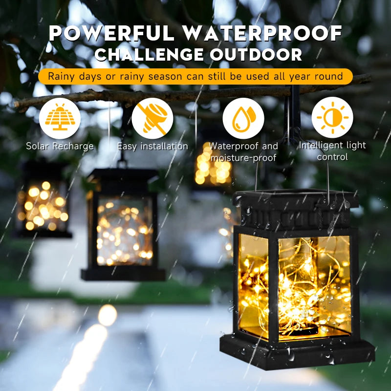 lanterne solaire portable étanche pour jardin camping et festivals - vue 6 sur 9