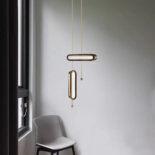 Circuit Suspension Nordique Créative LED Lumière Dorée Postmoderne pour Salon Cuisine Loft Chambre Chevet Lampe À Tête Unique - vue 4 sur 10