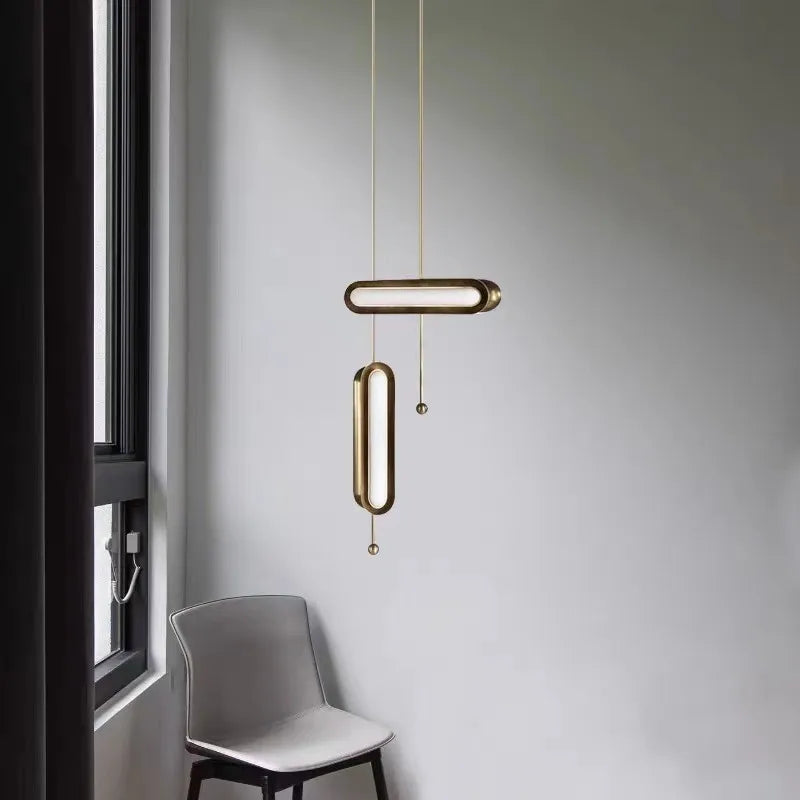 Circuit Suspension Nordique Créative LED Lumière Dorée Postmoderne pour Salon Cuisine Loft Chambre Chevet Lampe À Tête Unique - vue 4 sur 10