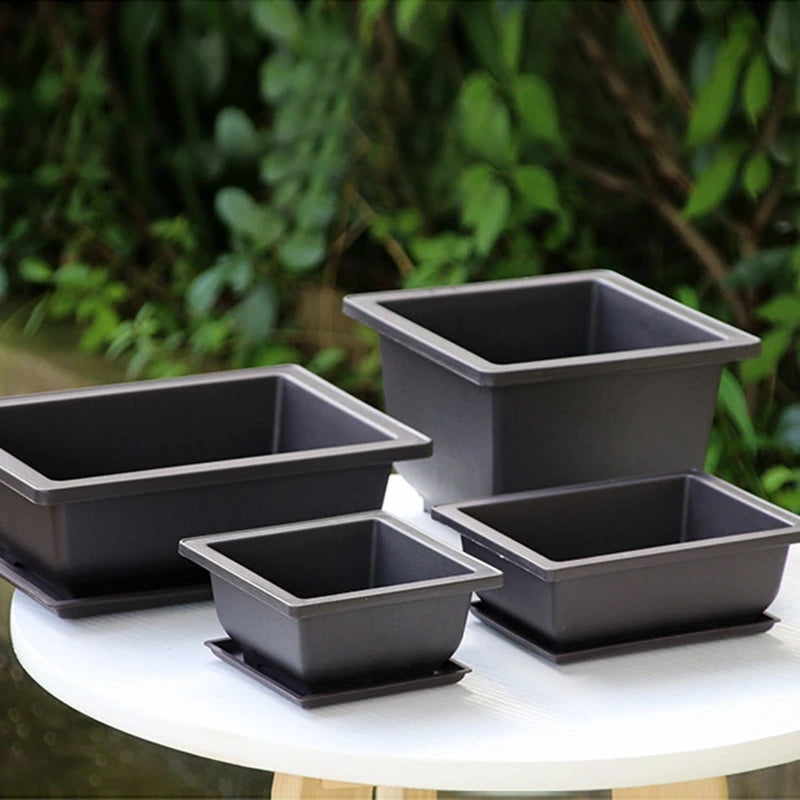 pots de fleurs rectangulaires imitation argile pour jardin extérieur - vue 1 sur 30