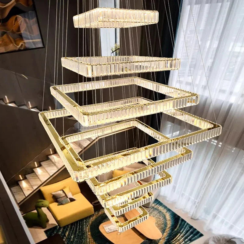 2024 New Modern Home Decoration Crystal Chandelier, Stair Pendant Lamp, Living Room Pendant Lights, Interior Lighting - vue 3 sur 8