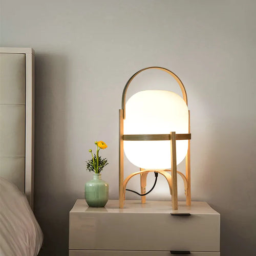 lampe sur pied bois moderne art éclairage table salon étude chambre portable - vue 6 sur 8