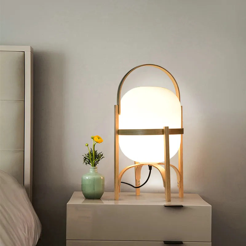 lampe sur pied bois moderne art éclairage table salon étude chambre portable - vue 6 sur 8