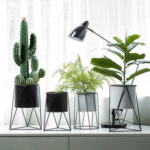 pot de fleurs en métal nordique design pour succulentes - vue 2 sur 8