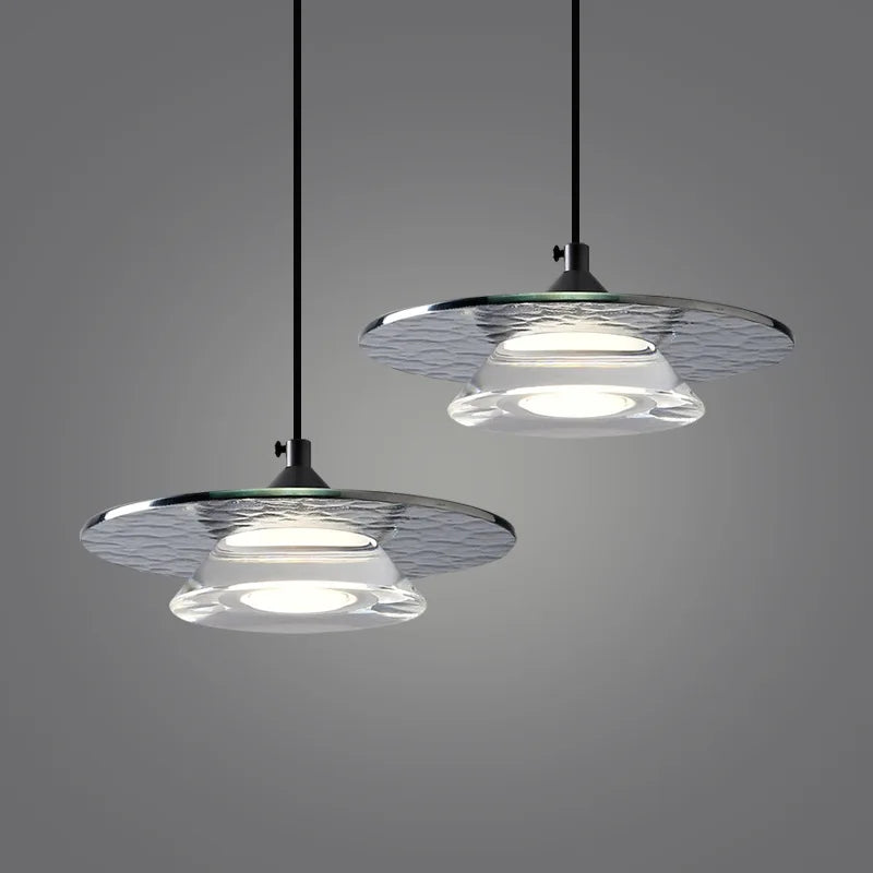 suspension led en verre et cuivre design moderne avec cordon réglable - vue 2 sur 9