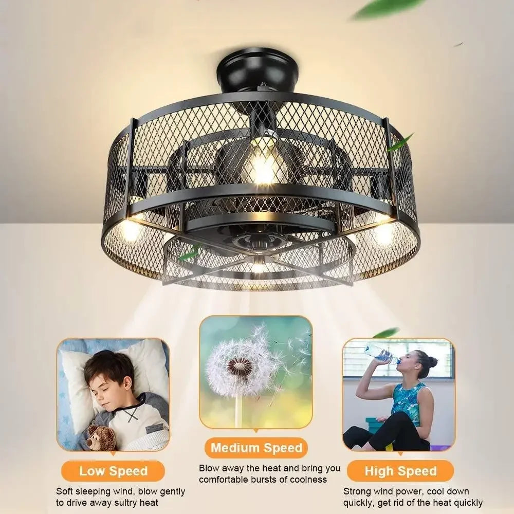 plafonnier ventilateur led télécommande trois couleurs fréquence variable - vue 3 sur 7