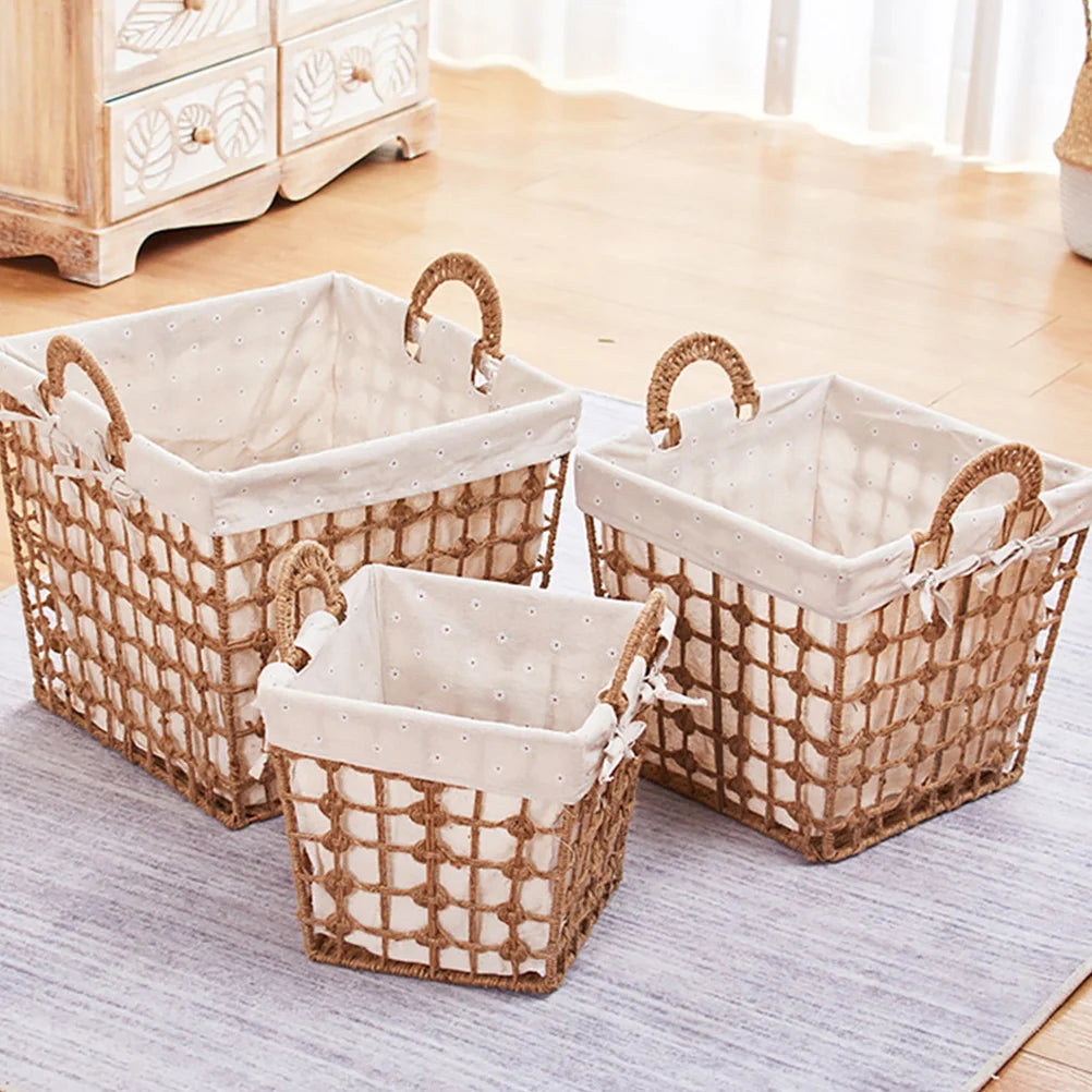 panier à linge tissé portable et polyvalent pour rangement - vue 7 sur 8