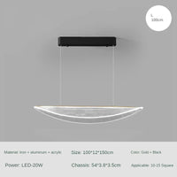 suspension moderne en fer incurvé avec éclairage led créatif